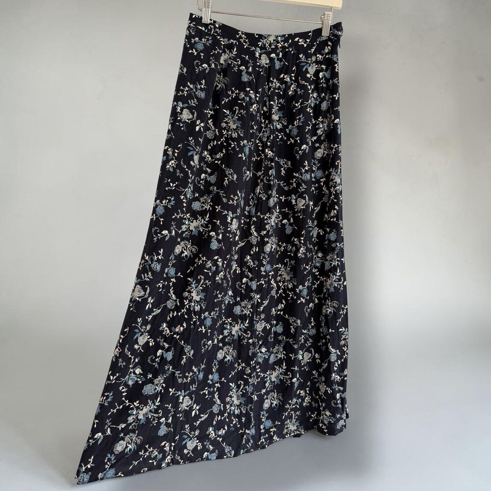 Vtg Navy Blue Ditsy Floral Maxi Skirt Cottagecore Boho Fits Sz 6 Flowy 90s - Picture 11 of 13